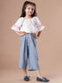 Girls Self Design Pure Cotton Crop Top With Trousers Clothing Set (s-stripewhite)
