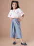 Girls Self Design Pure Cotton Crop Top With Trousers Clothing Set (s-stripewhite)