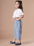 Girls Self Design Pure Cotton Crop Top With Trousers Clothing Set (s-stripewhite)