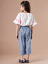 Girls Self Design Pure Cotton Crop Top With Trousers Clothing Set (s-stripewhite)