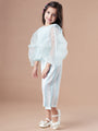 Girls Embellished Top With Trousers (s-turqstripe)