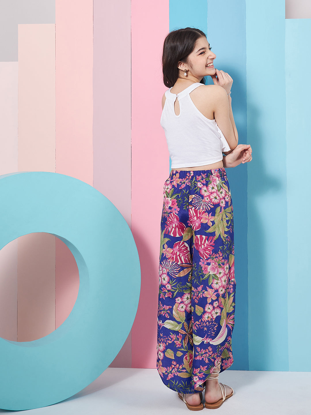 Girls Sleeveless Ruffled Top With Trouser (s-wrappants)
