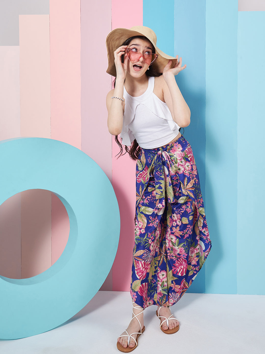 Girls Sleeveless Ruffled Top With Trouser (s-wrappants)