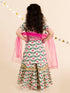 Girls Off White Floral Yoke Design Empire Pure Cotton Kurti with Skirt & With Dupatta (Sha-lotus)