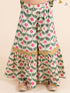 Girls Off White Floral Yoke Design Empire Pure Cotton Kurti with Skirt & With Dupatta (Sha-lotus)