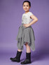 Girls Pure Cotton Top With Checked Skirt slip-on closure Round Neck Short Sleeves Top & Skirt (sk-blackcheck)