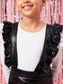 Girls Self Design Top With Skirt (sk-blacklycra)