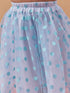 Girls Self Design Silk Blend Fabric Round Neck Short Sleeves Top with Skirt (sk-bluepolka)