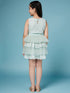 Girls Round Neck Sleeveless Self Design top with Green skirt Top with Skirt (sk-greenlace)