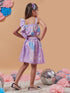 Girls Sleeveless Shoulder Straps Blue and lavender printed Top With Blue and lavender printed Skirt (sk-lilacshaded)