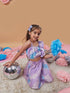 Girls Sleeveless Shoulder Straps Blue and lavender printed Top With Blue and lavender printed Skirt (sk-lilacshaded)