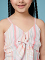 Girls Sleeveless Shoulder Straps Striped Pure Cotton Clothing Top & Skirt Set (sk-multistripes)