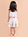 Girls White Pink Printed Top Skirt Co-Ord Set (sk-parachute)