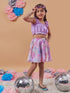 Girls Purple solid Top Square neck sleeveless Top With Skirt (sk-pleatlilac)