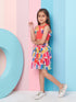Girls Red and blue solid Round Neck sleeveless Ruffled Top with Skirt (sk-redmulti)