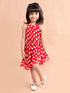 Pspeaches Girls Red White Printed Top With Skirt (SK-RED POLKA)
