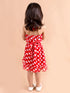 Pspeaches Girls Red White Printed Top With Skirt (SK-RED POLKA)