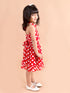 Pspeaches Girls Red White Printed Top With Skirt (SK-RED POLKA)