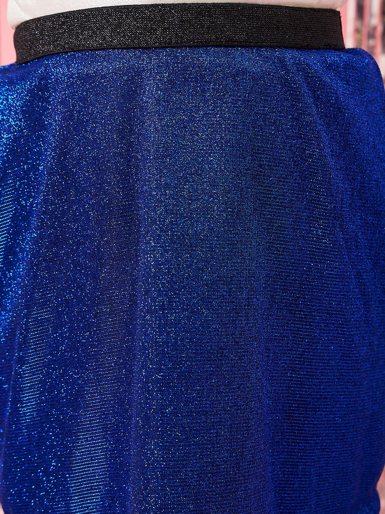 Girls Embellished Puffed Sleeves Top With Skirt (sk-royalshimmer)