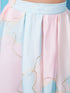 Girls Pink and blue Printed One Shoulder Flutter Sleeves Top With Skirt (sk-uniorganza)