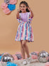 Girls Lavender solid Abstract Printed round neck short sleevesT-shirt with Skirt (sk-uniskirt)
