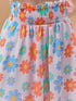 Girls White, blue and Orange Floral Printed Ruched Square Neck Short Sleeves Crop Top With Skirt (sk-whitefloral)