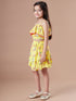 Girls Yellow and blue Checked shoulder straps Sleeveless Top with Skirt (sk-yellowflower)