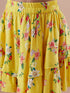 Girls Yellow and blue Checked shoulder straps Sleeveless Top with Skirt (sk-yellowflower)