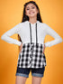 White Mandarin Collar Cotton Shirt Style Top (t-blackhoodie)