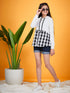 White Mandarin Collar Cotton Shirt Style Top (t-blackhoodie)