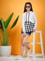 White Mandarin Collar Cotton Shirt Style Top (t-blackhoodie)