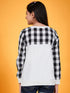 Girls Checked Round Neck Long Sleeves Applique Cotton Top (t-blackrose)