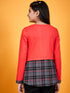Girls Round Neck Tie-Ups Cotton High-Low Top (t-redcheck)