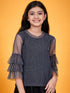 Shimmer Round Neck Layered Sleeves Regular Top (t-shimblue)