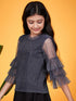 Shimmer Round Neck Layered Sleeves Regular Top (t-shimblue)