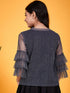 Shimmer Round Neck Layered Sleeves Regular Top (t-shimblue)