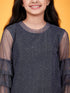 Shimmer Round Neck Layered Sleeves Regular Top (t-shimblue)