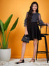 Shimmer Round Neck Layered Sleeves Regular Top (t-shimblue)