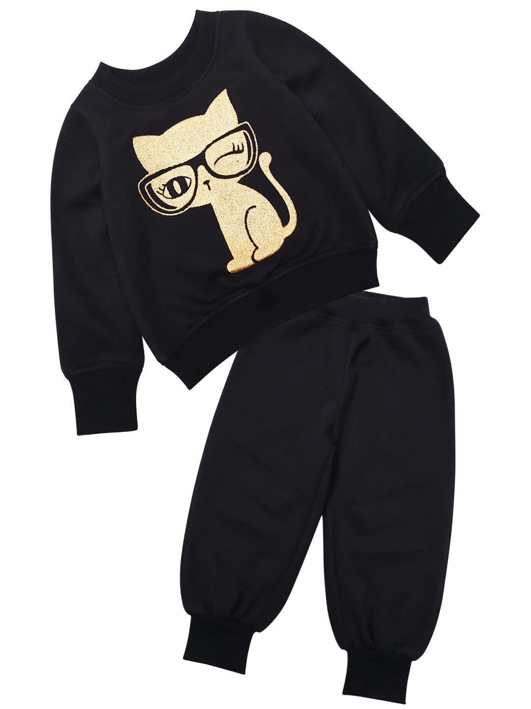 Pspeaches Girls Printed Top With Pyjamas (TS-BLACK)