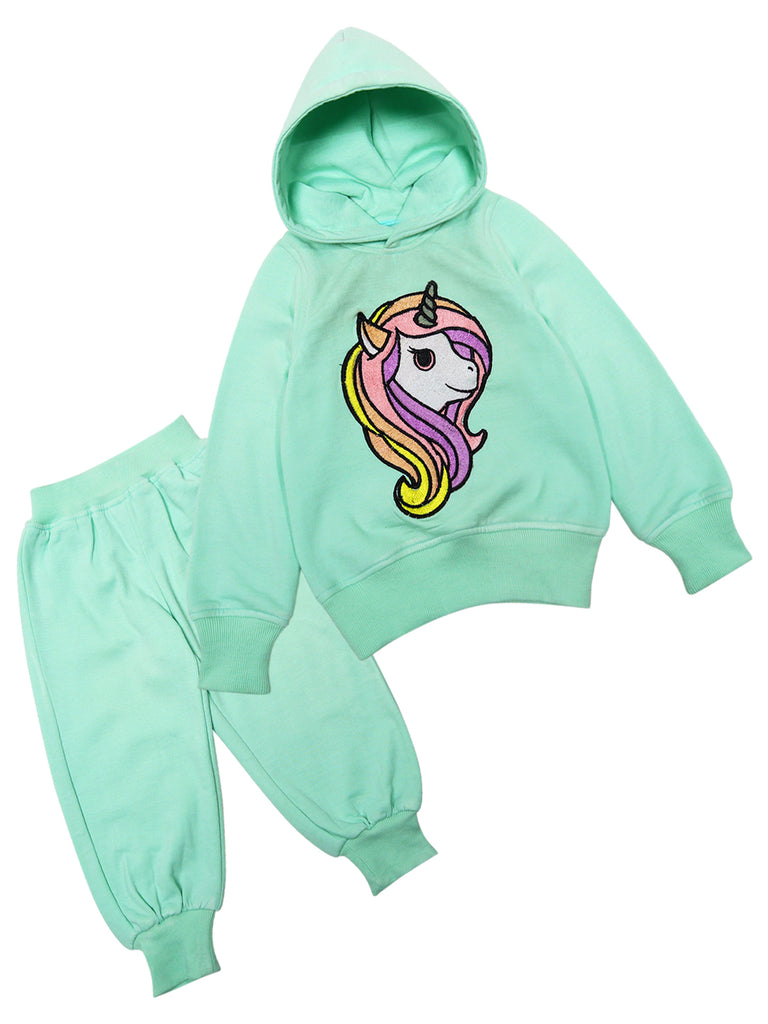 Pspeaches Girls Printed Top With Pyjamas (TS-GREEN)