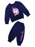 Girls Navy Blue Pink Printed T-Shirt With Pyjamas (TS-NAVY)