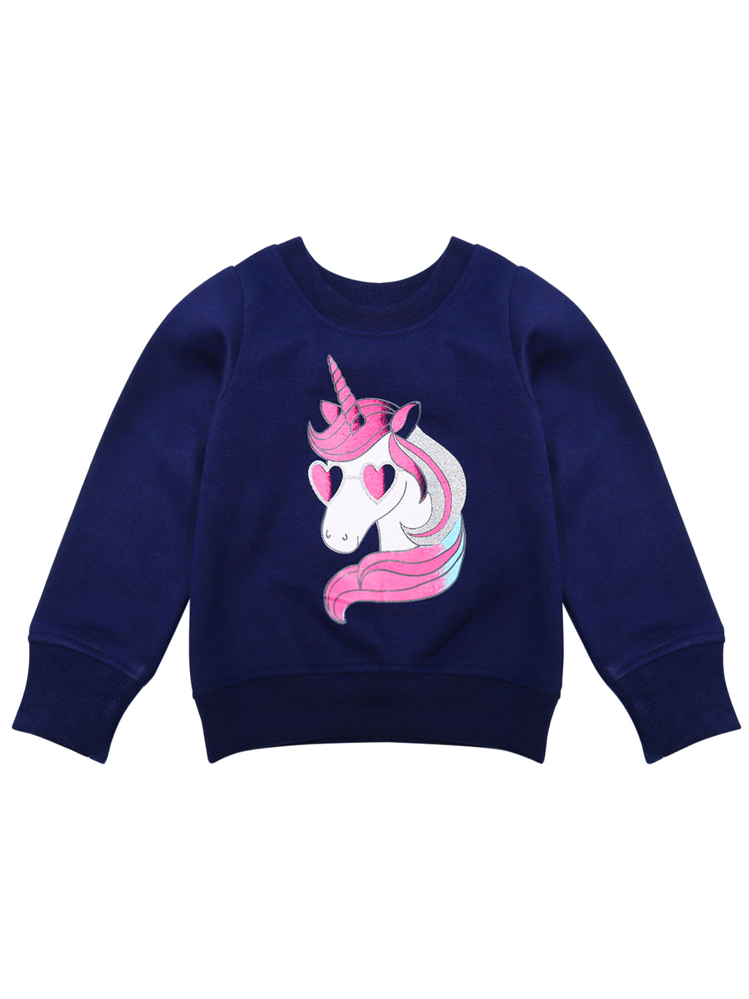 Girls Navy Blue Pink Printed T-Shirt With Pyjamas (TS-NAVY)