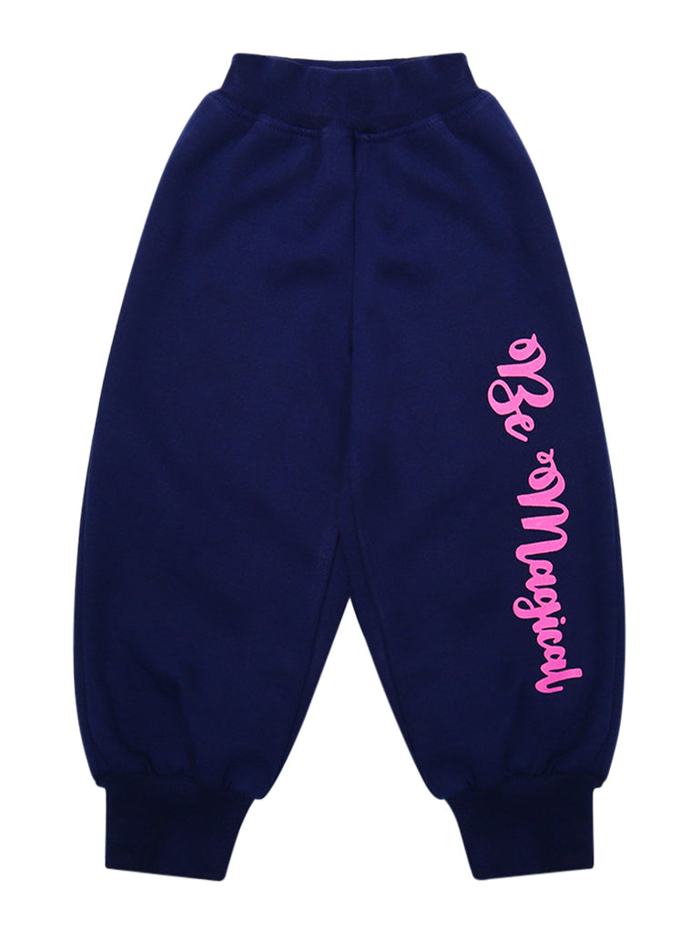 Girls Navy Blue Pink Printed T-Shirt With Pyjamas (TS-NAVY)