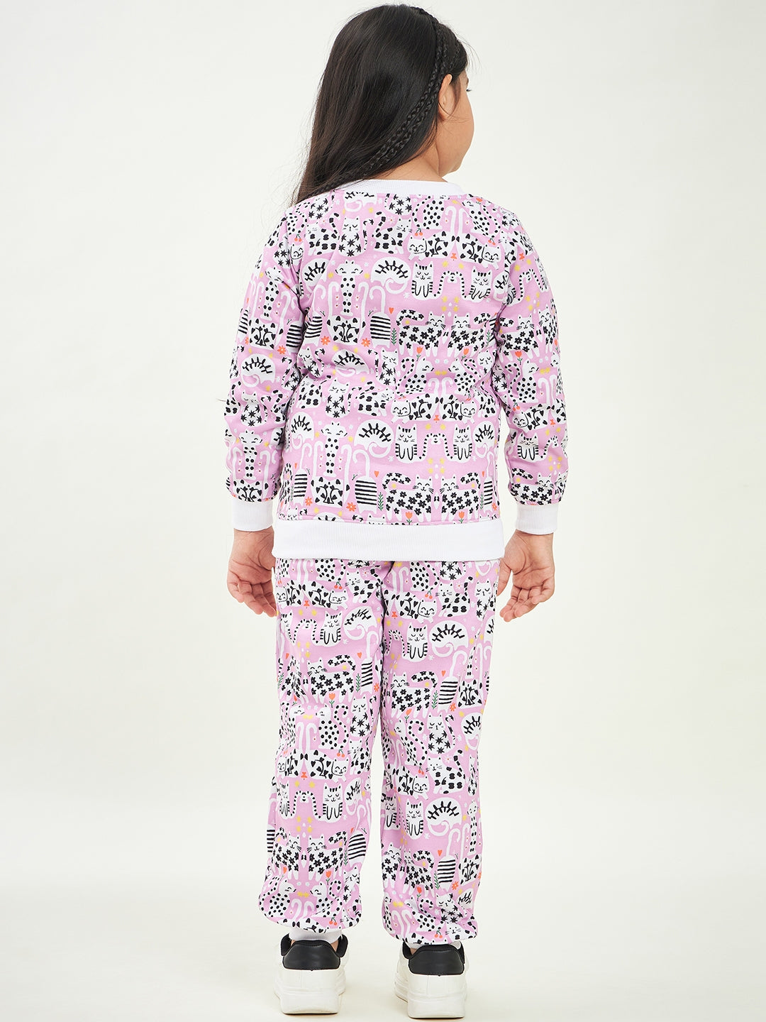 Graphic Printed Fleece Tracksuits (ts-pinkycat)