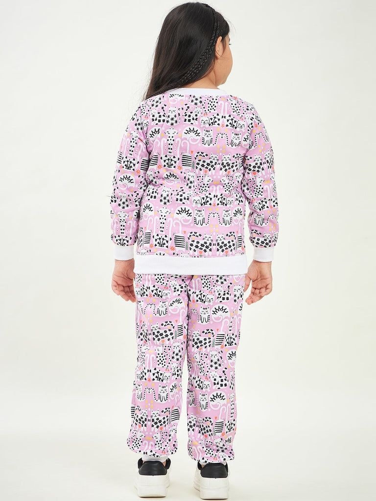 Graphic Printed Fleece Tracksuits (ts-pinkycat)