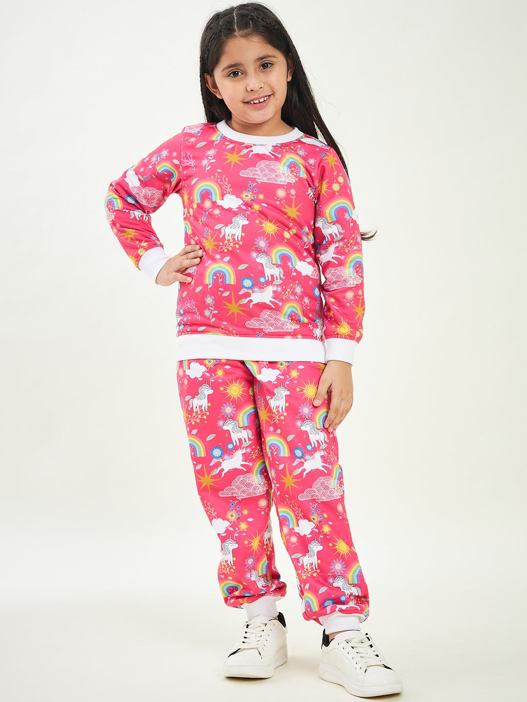Girls Printed Fleece Sweatshirt With Joggers (ts-unimag)