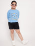 Girls Graphic Printed Long Sleeves Relaxed Fit Cotton T-Shirt (tt-bluekitty)