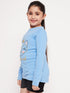 Girls Graphic Printed Long Sleeves Relaxed Fit Cotton T-Shirt (tt-bluekitty)